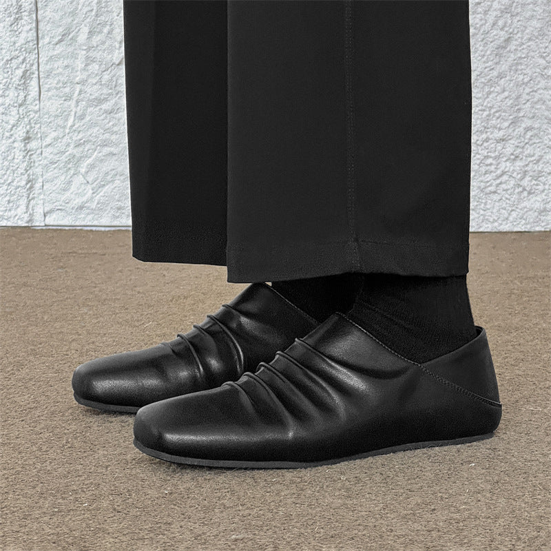 Square Head Derby Closed Toe High Sense Leather Shoes
