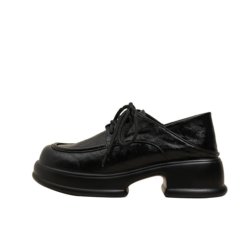 Women's Spring Platform Vintage British Lace Up Loafers