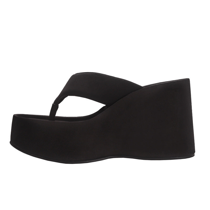 Women's Platform Flip-flops Outer Wear Flip-flop Wedge Slippers