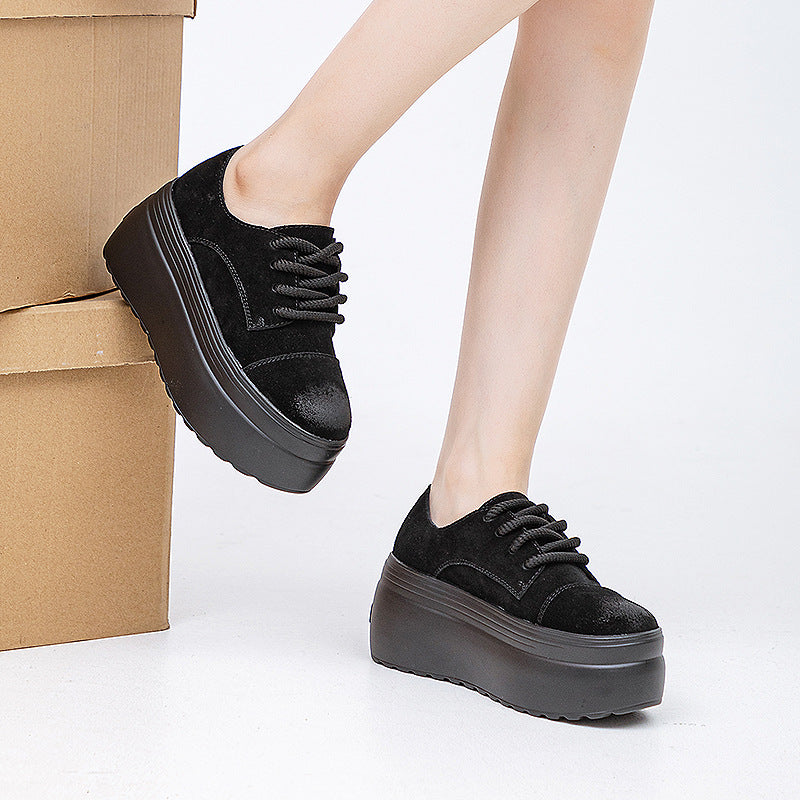 Thick-soled Matte Cowhide Simple Fashion Solid Casual Shoes