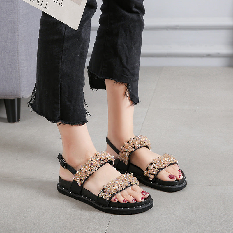 Women's Beaded Summer Fashionable Platform Flat Beach Sandals