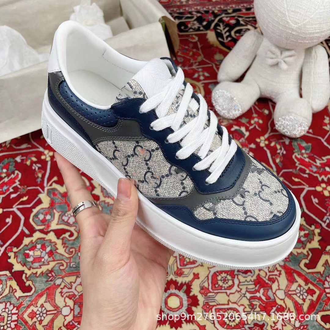 Women's Home Platform White Board Thick Sole Height Sneakers