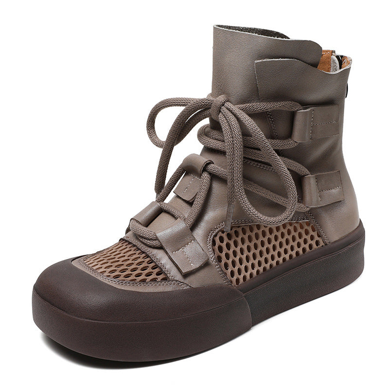 Women's Summer Genuine Retro Easy Matching Mesh Hollow Out Boots