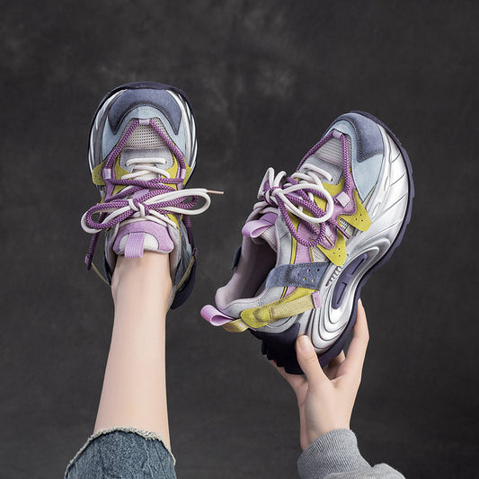 Women's Candy Color Small Heightened Daddy Contrast Casual Shoes
