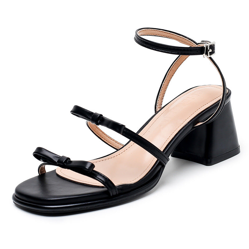 Women's Chunky Summer Square Toe Fairy Style Heels