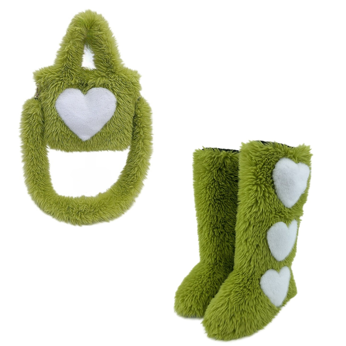 Women's Sweet Cool Style Imitation Fur Furry Tote Bag Snow Boots
