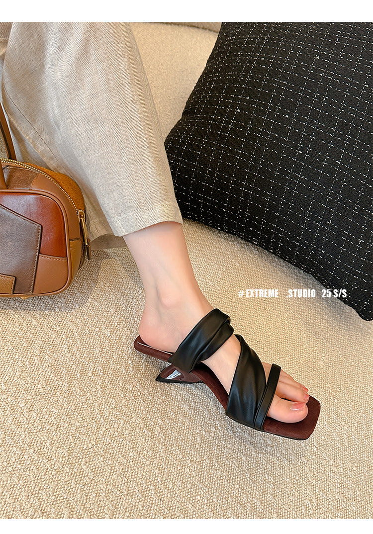 Women's Mom Summer High Temperament Square Head Heels