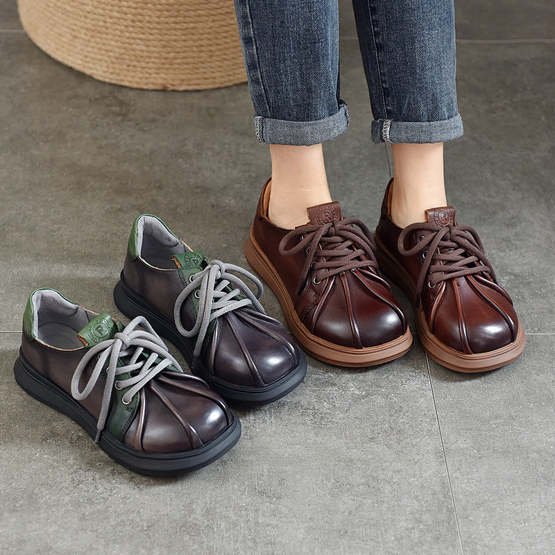 Women's Price Pumps First Layer Cowhide Retro Casual Shoes