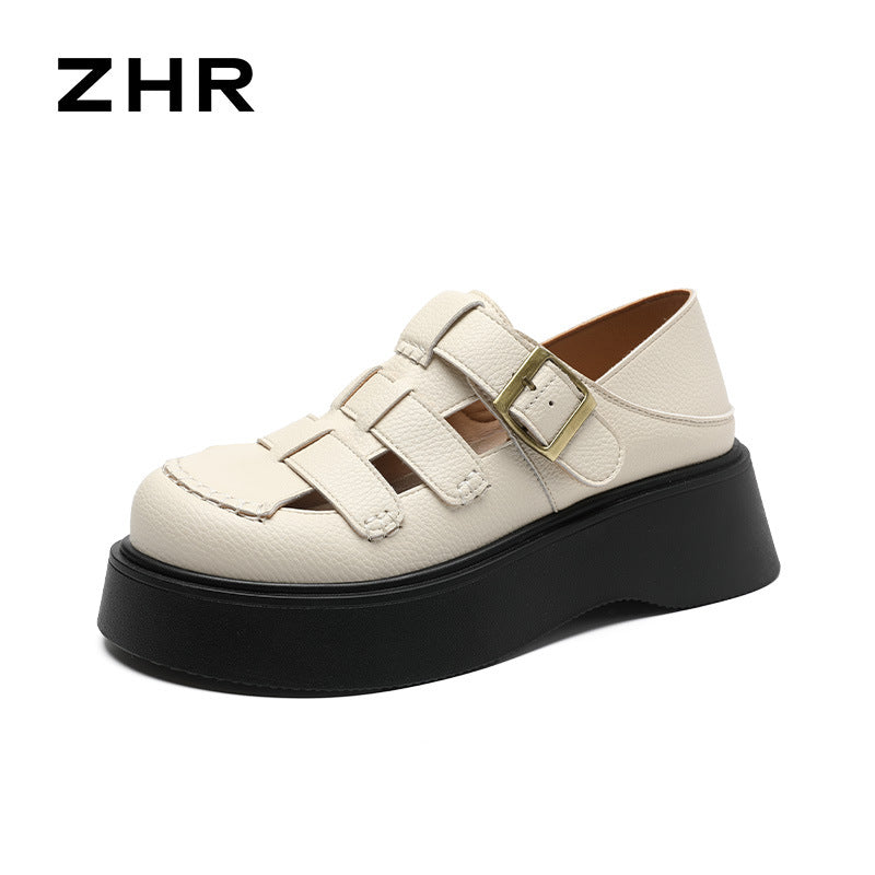 Women's Closed Toe Woven Pitcher Plant Two-way Sandals