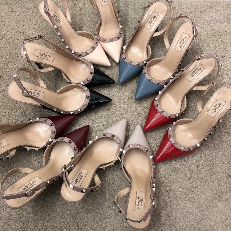 Women's Summer Rivet Pointed Toe High Stiletto Heels