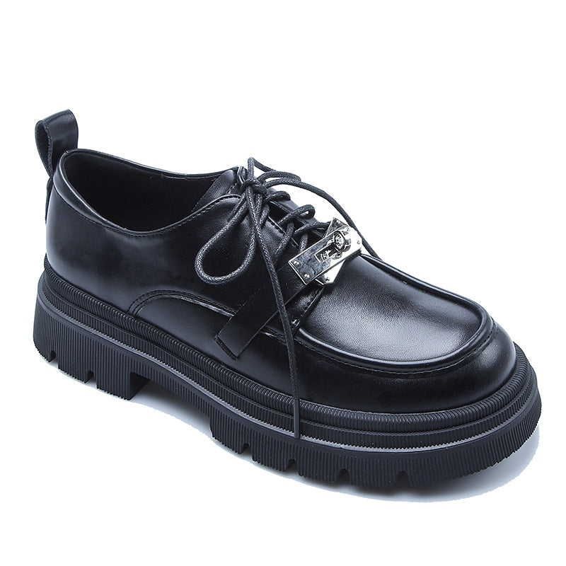 Genuine Chunky Lock Platform Small British Loafers