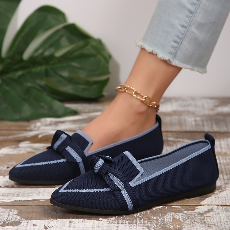 Women's Breathable Flat Slip-on Bow Shallow Mouth Casual Shoes