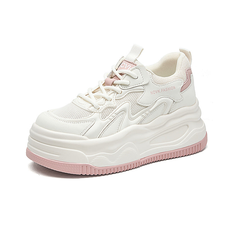 Women's Small Round Head Platform White Trendy Sneakers