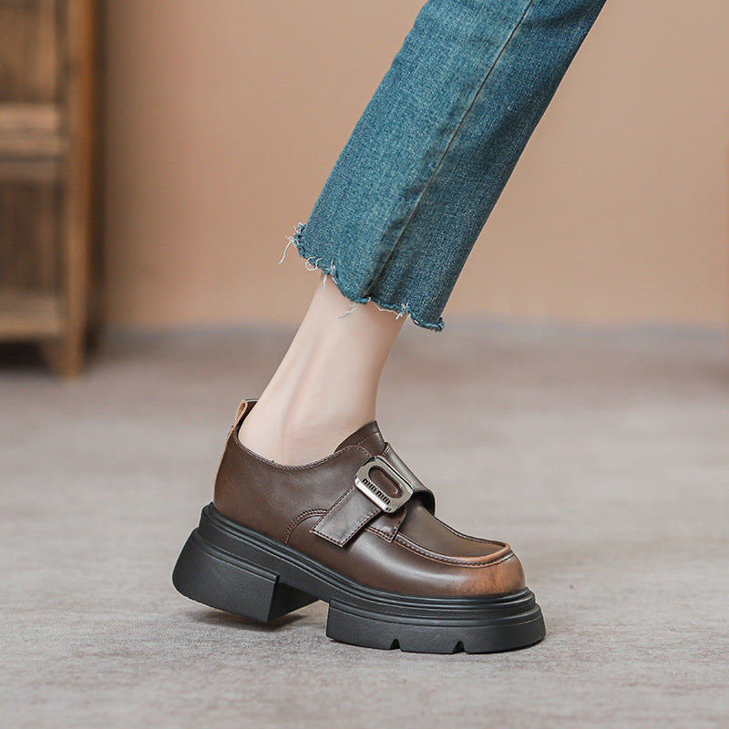 Women's British Style Spring Slip-on Thick Bottom Loafers