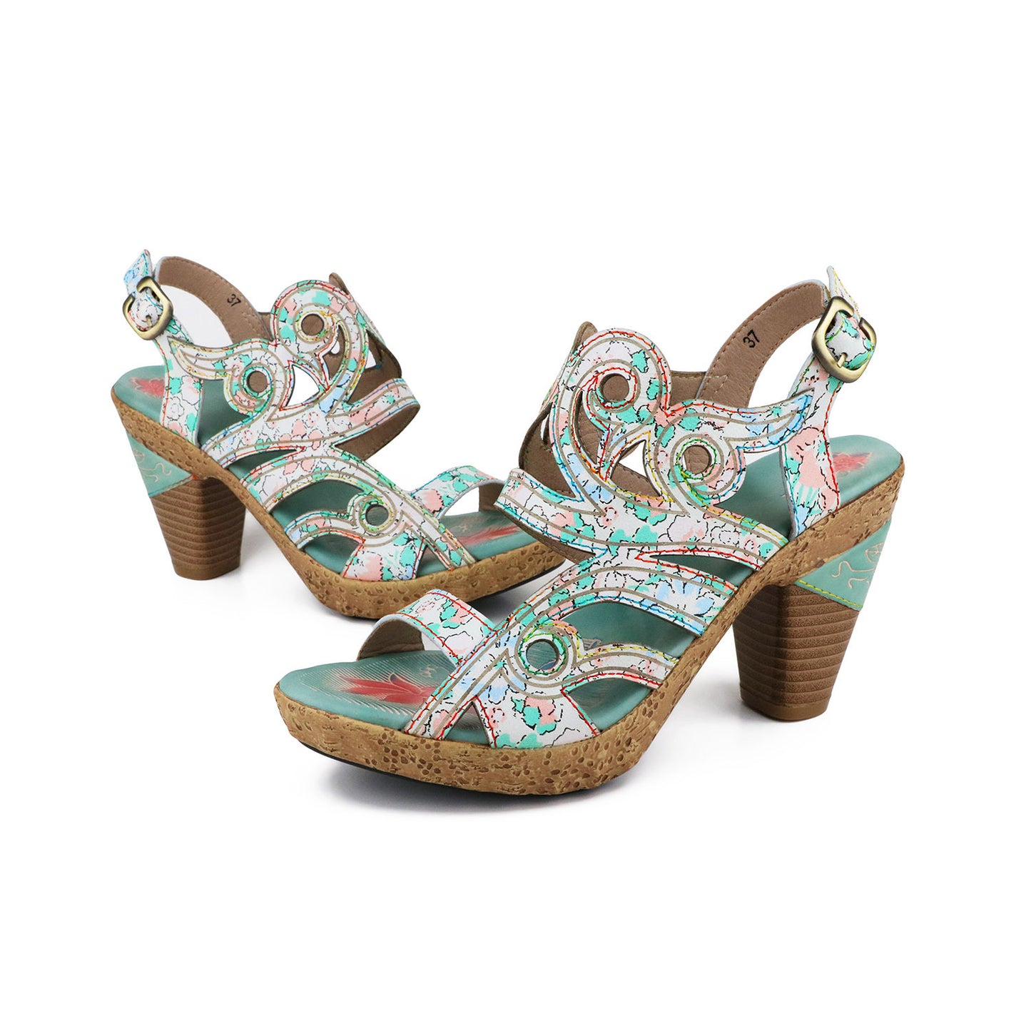 Blue Meng Die Vintage Ethnic Style First Heels