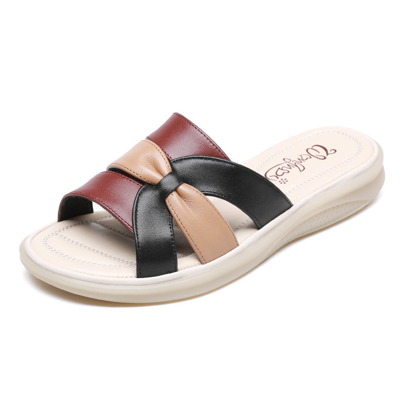 Women's Mom Summer Flat Color Matching Flip-flops Sandals