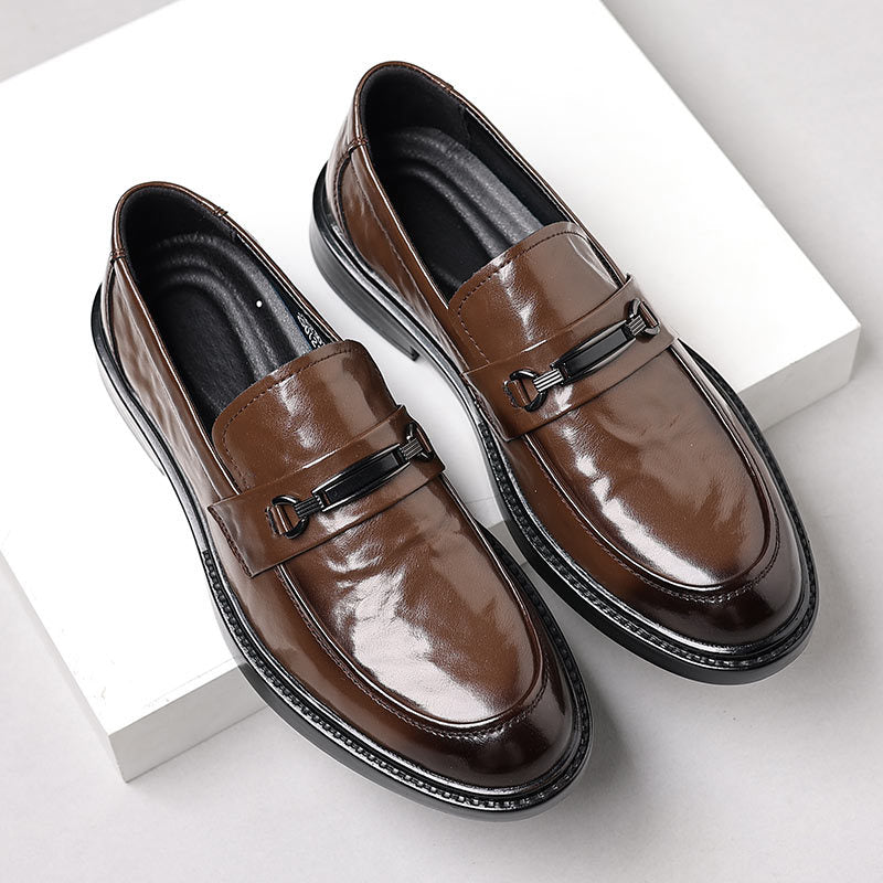 Men's Bottom Platform Peas Business Formal Wear Leather Shoes