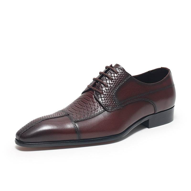 Men's England Style Business Formal Fashion Pointed Embossed Leather Shoes