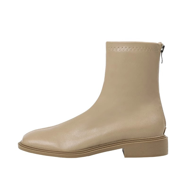Women's Hot Milk Tea Color Flat Ankle Soft Boots