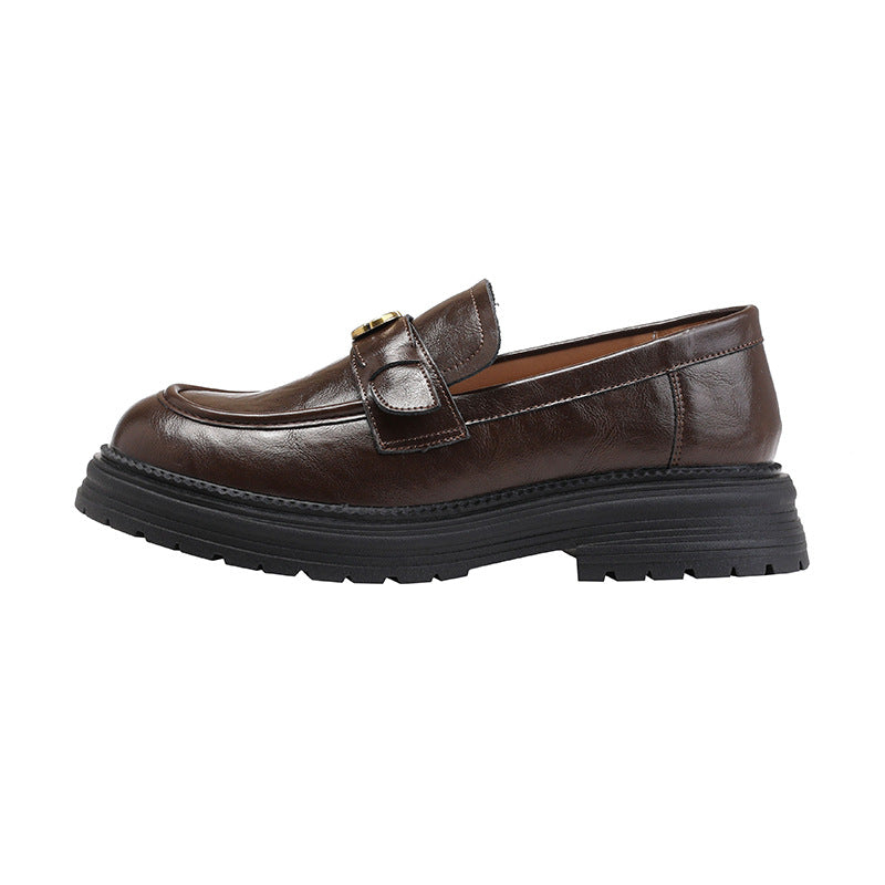 Version Retro Camellia Chunky Female Round Loafers