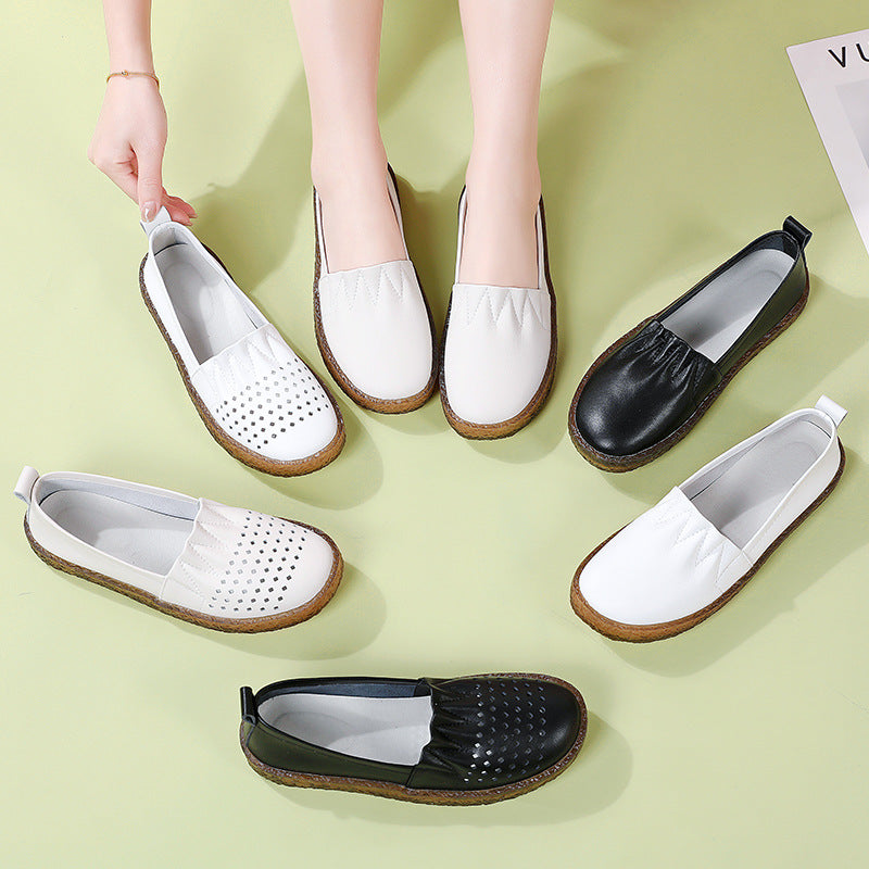 Women's White Summer Korean Style Nurse Flat Casual Shoes