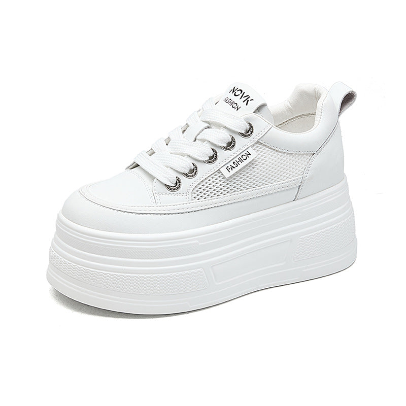 Women's Platform Small Height Increasing White Casual Shoes