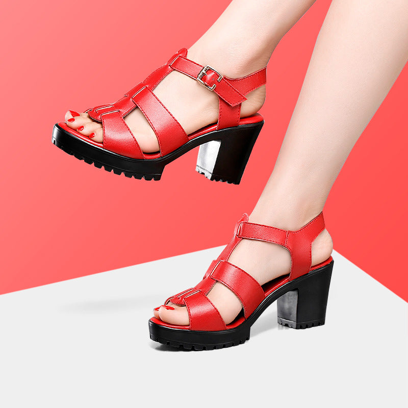 Women's Chunky Peep Toe Large Small Size Sandals
