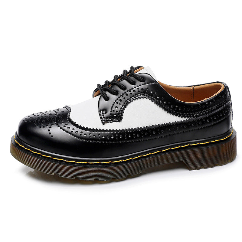 Women's & Men's Martin Low-cut Hole Genuine Brogue Round Head Casual Shoes