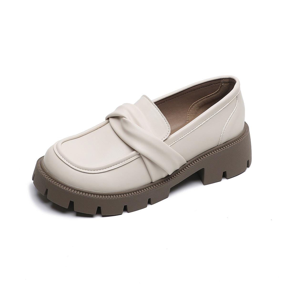 Platform Female Slip-on Black Vintage Preppy Loafers
