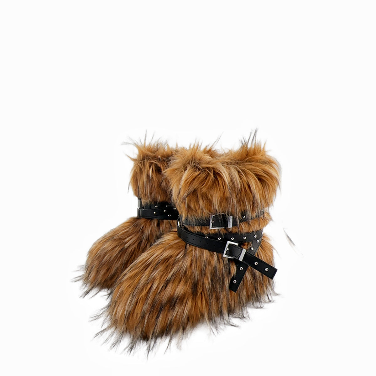 Large Size Flat Bottom Rivet Fried Street Fur Snow Boots