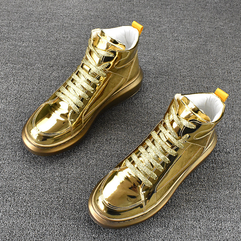 Men's Versatile Trendy White Korean Style Platform Height Casual Shoes