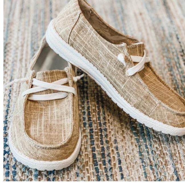 Women's Large Size Flat Bottom Pumps Cloth Surface Casual Shoes