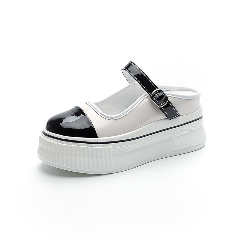 Women's Flat White Mirror Thick Bottom Height Women's Shoes