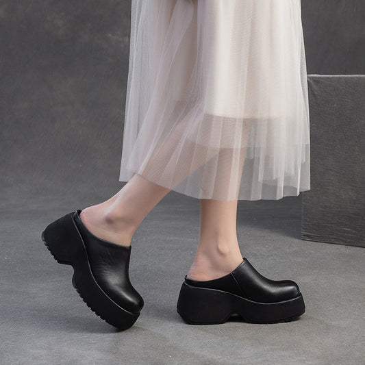 Women's Lazy Pump Outdoor Retro Height Increasing Slippers