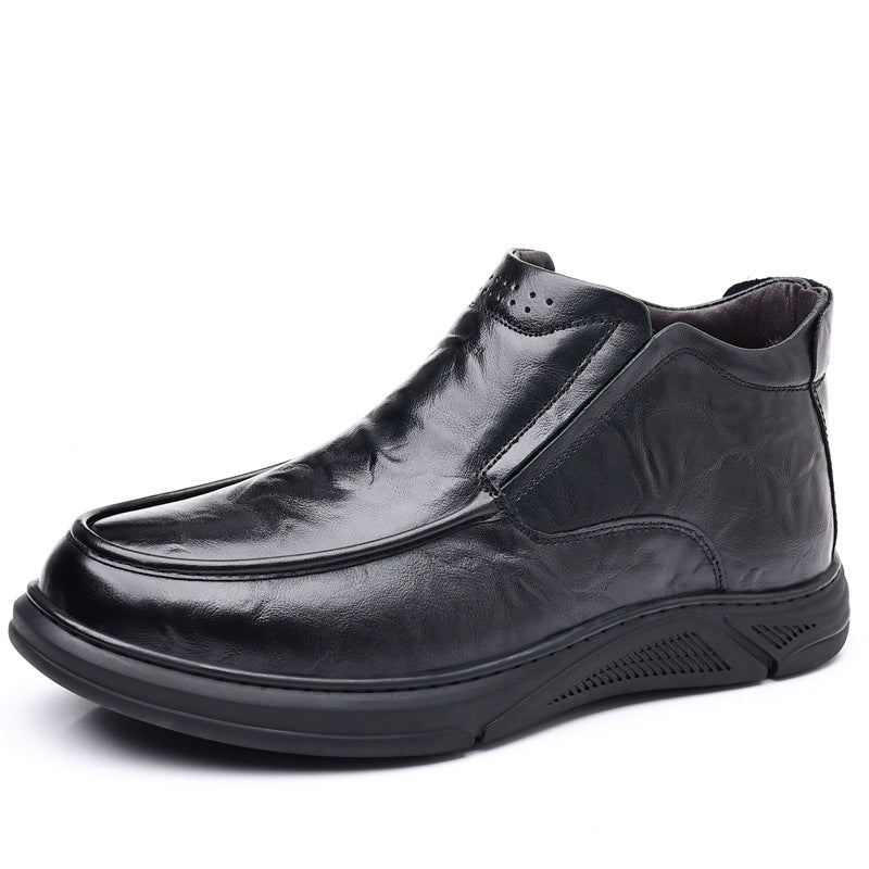 Men's First Layer Cowhide Winter Cotton Genuine Wool Warm Men's Shoes