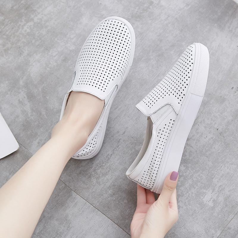 Women's & Men's Summer Breathable One Pedal White Hollowed Sneakers