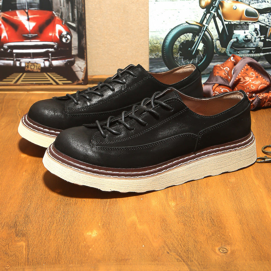 Men's Spring Genuine Fashion Retro Cowhide Low Men's Casual Leather Shoes