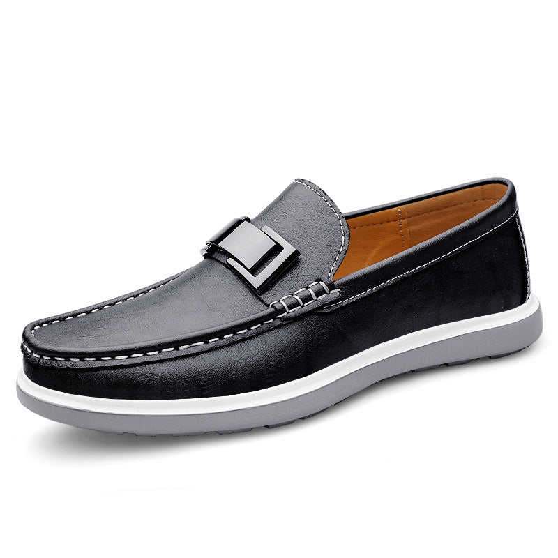 Men's Fashion Spring Slip-on Flat Metal Decoration Loafers