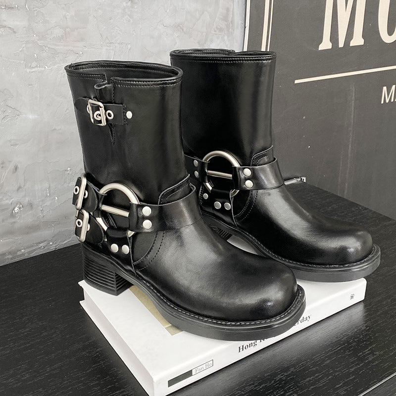 Version Genuine Middle Tube Square Head Sleeve Boots