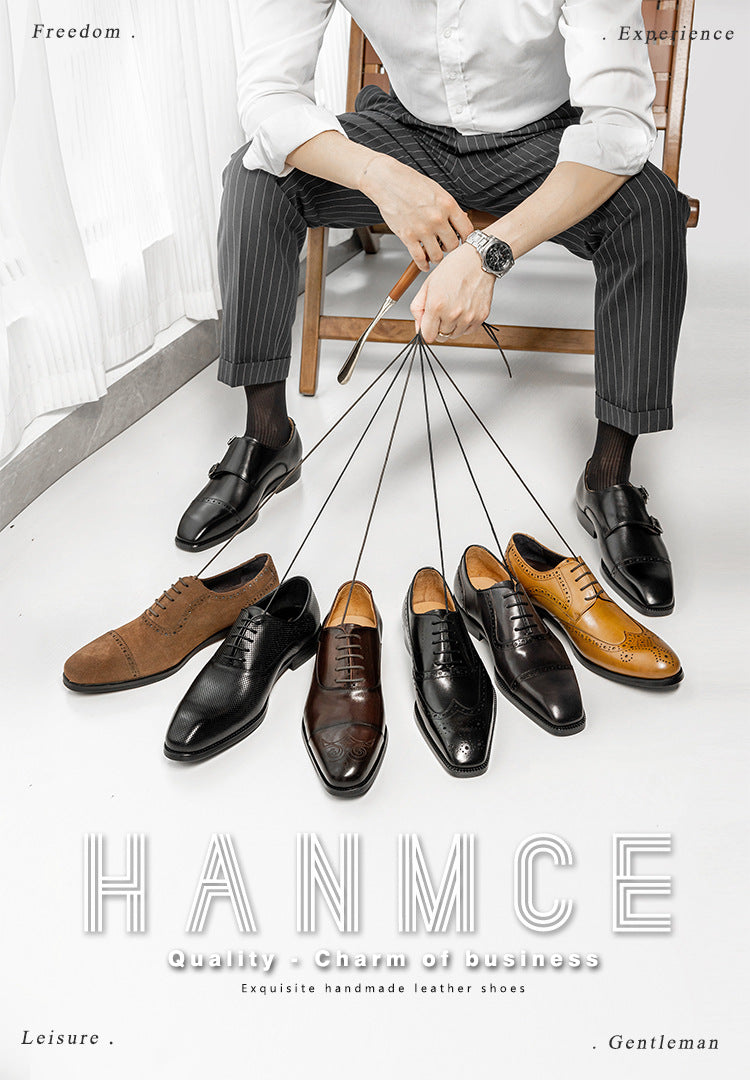 Men's Lining Business Formal Wear British Square Toe Leather Shoes