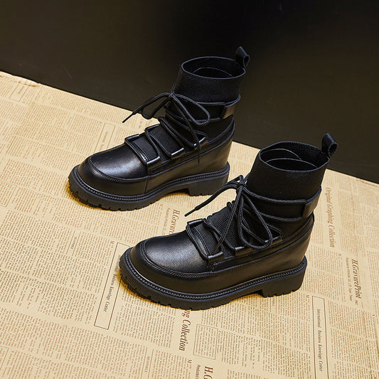 Women's Chunky Stretch Socks Height Increasing Insole Boots