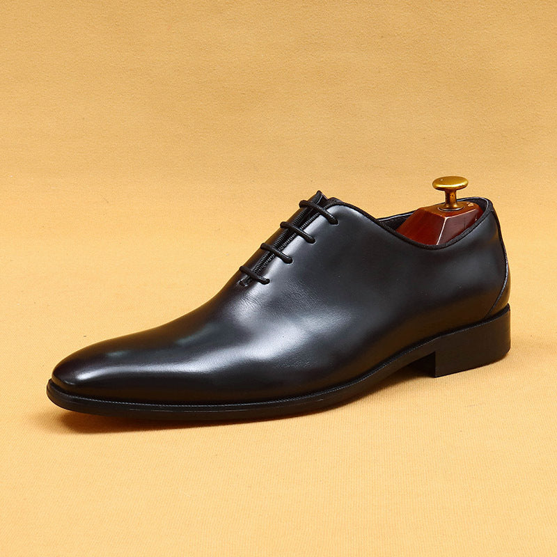 Men's One-piece Oxford Genuine Handmade British Dress Leather Shoes