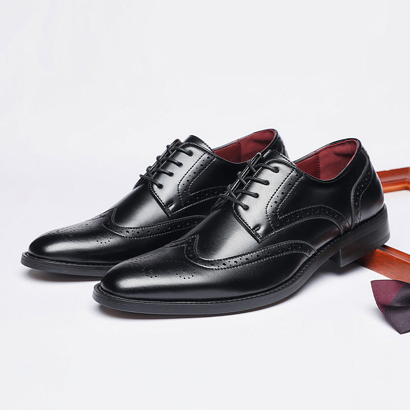 Men's Increasing Insole British Style Brogue Formal Men's Business Leather Shoes