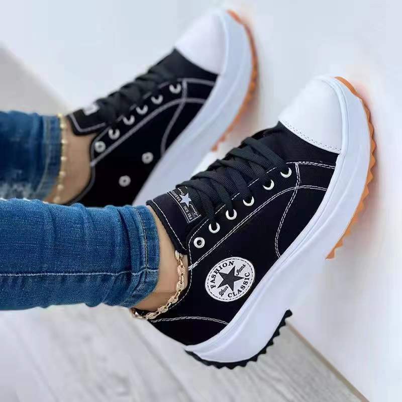 Women's Beautiful Breathable Thick Bottom Elevator Canvas Shoes