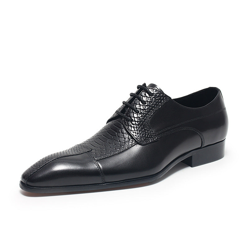 Men's England Style Business Formal Fashion Pointed Embossed Leather Shoes