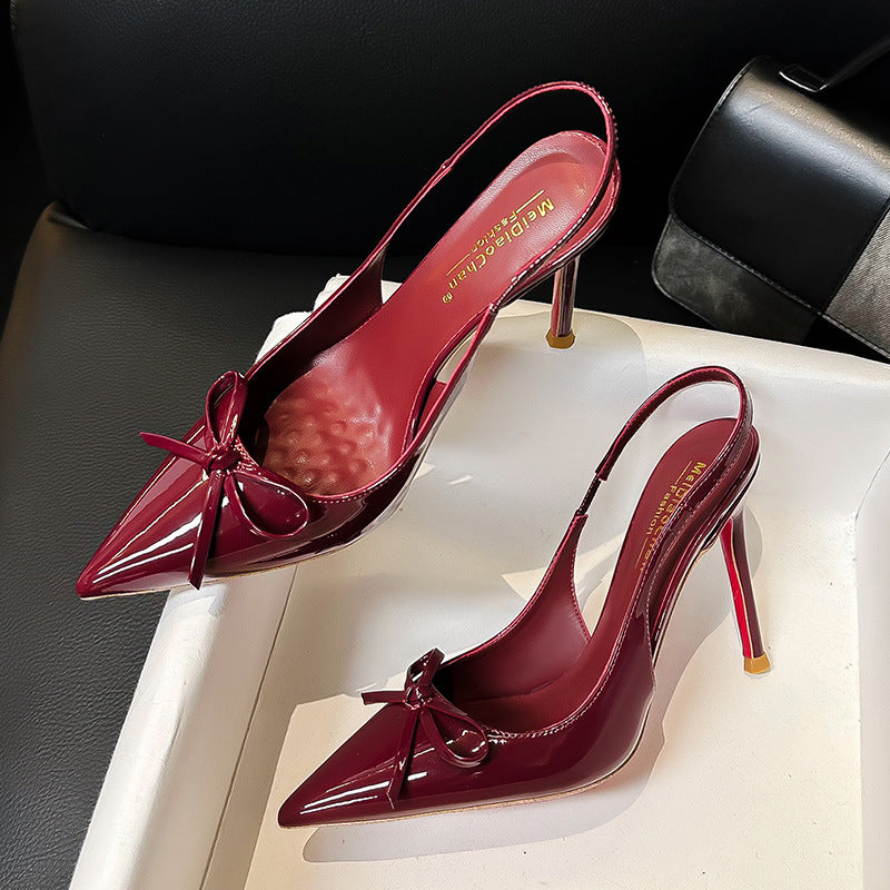 Slingback Stiletto Back Mixed Belt Refined Stylish Versatile Heels