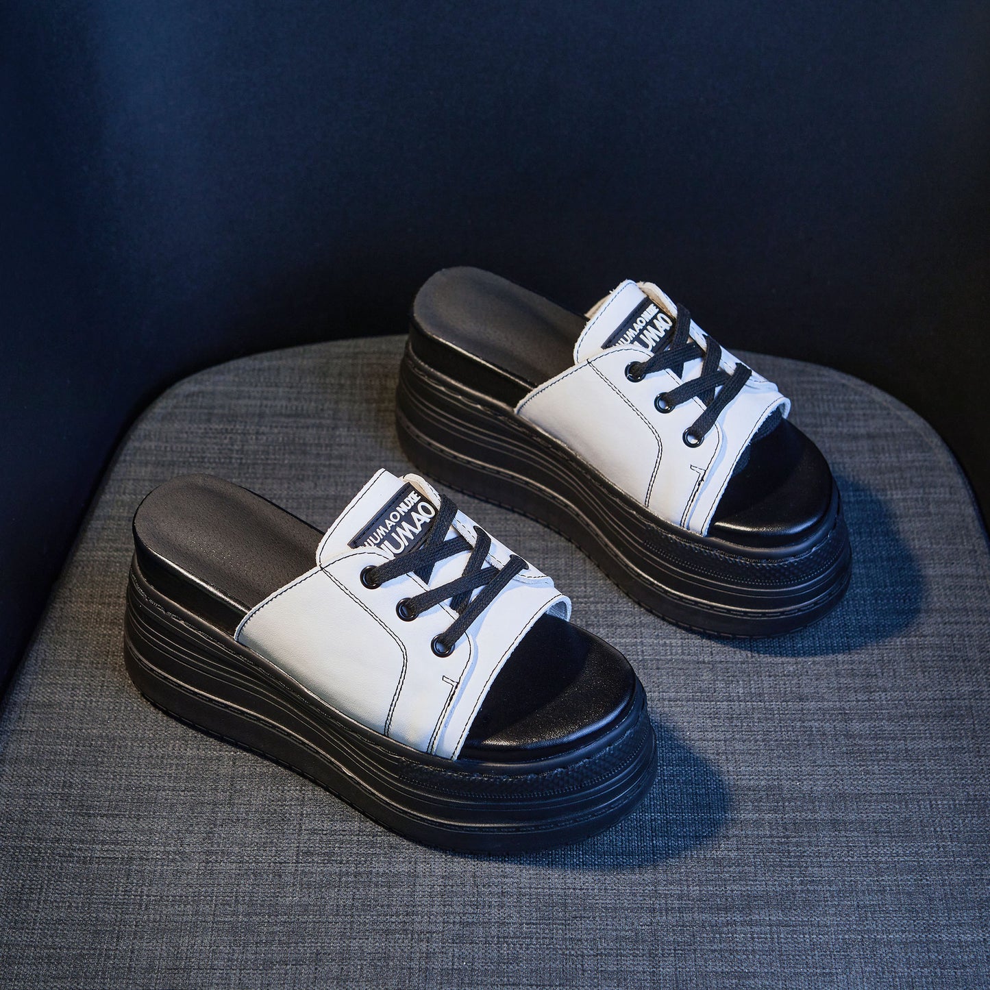 Women's High-rise Fashion Top Layer Cowhide Slippers