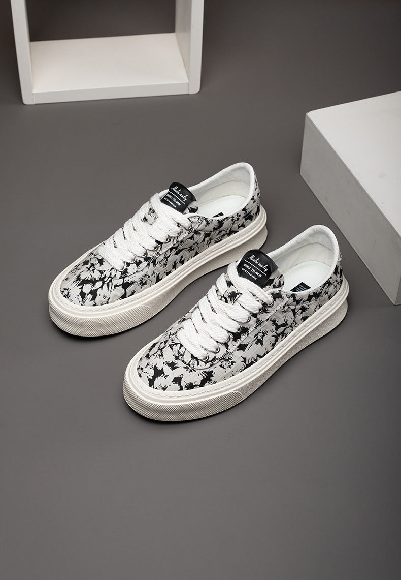 Men's Breathable Cloth Korean Style Printed Soft Canvas Shoes