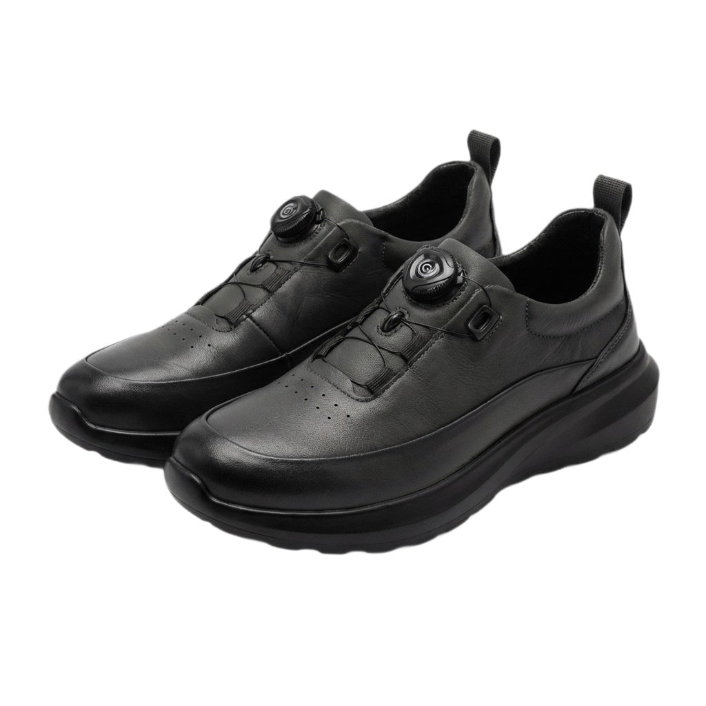 Men's Platform Rotating Buckle Lightweight Heighten Soft Men's Casual Leather Shoes