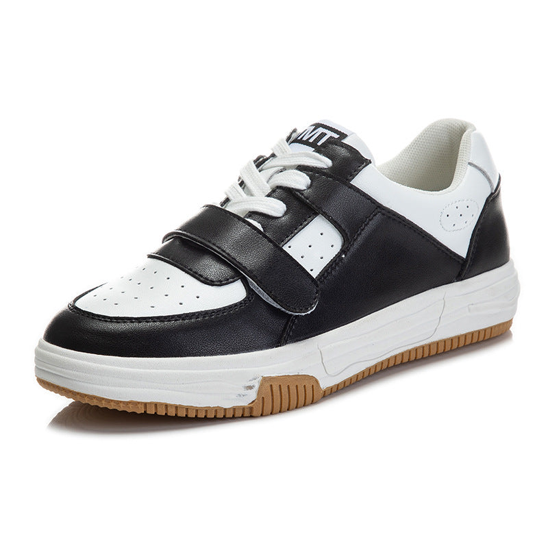 Women's White Flat Plus Size Oversized Velcro Casual Shoes